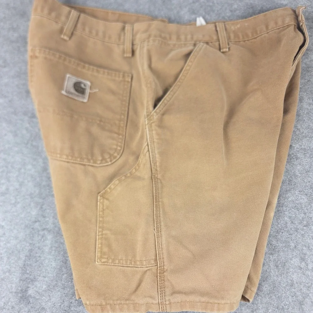 VTG Carhartt Mens Carpenter Shorts Tan Canvas Duck Utility Workwear 37 Waist